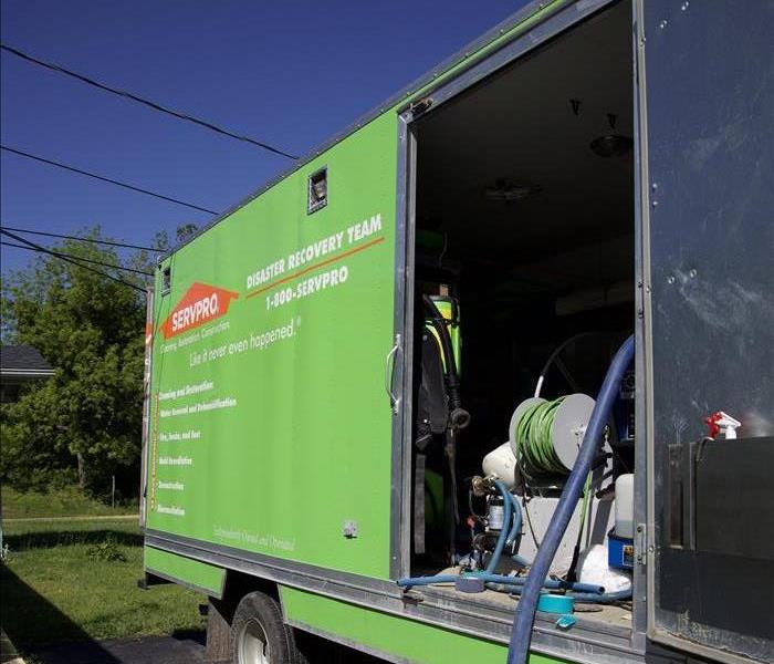 A SERVPRO technician working on assessing damage. 